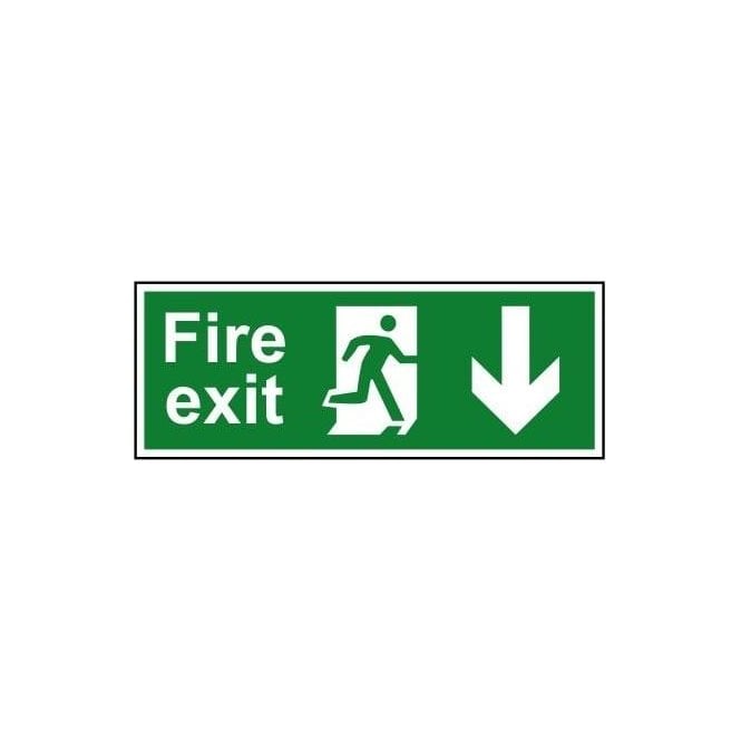 Fire exit (Man arrow down) 400 x 150mm - Self Adhesive Vinyl