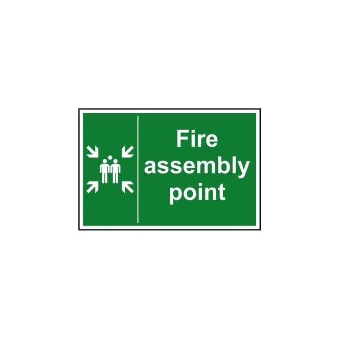 Fire Assembly Point Sign 200 x 300mm - Self Adhesive Vinyl