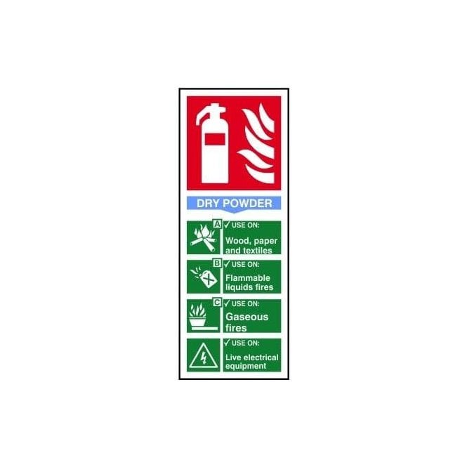 Fire extinguisher: Dry powder Sign 202 x 82mm - Self Adhesive Vinyl
