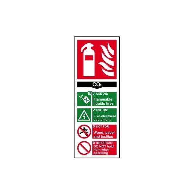 Fire extinguisher: CO2 Sign 202 x 82mm - Self Adhesive Vinyl