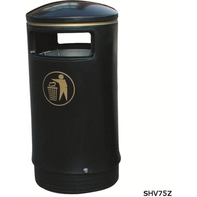 75 Litre Victorian Outdoor Hooded Top Litter Bin Height1000 x Diameter485mm