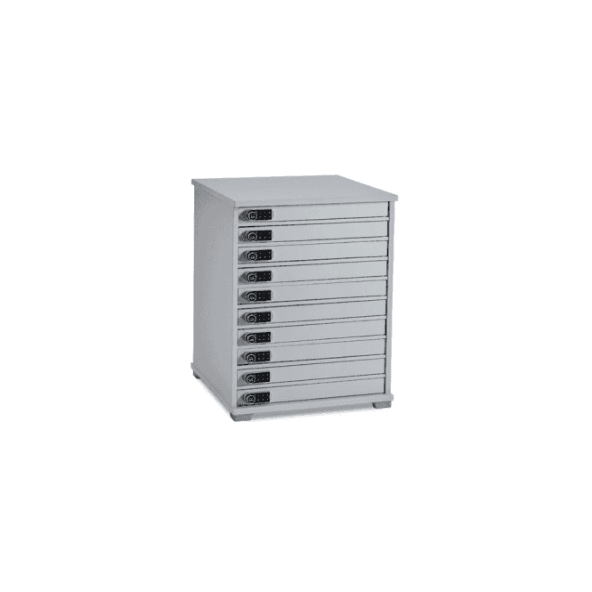 Lyte Single Door 10 - Store and charge 10 tablets, laptops or chromebooks (up to 15.6 inch) or a mix of devices for BYOD users. Unit size: W539 x D523 x H962mm