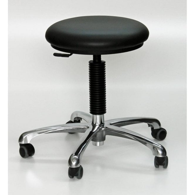 Upholstered Chrome Stool with Feet Height Adjustment 460-660mm