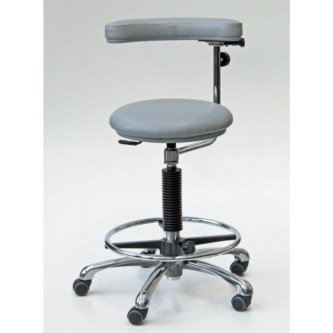 Dental High Stool with adjustable arm & Feet Height Adjustment 550-740mm