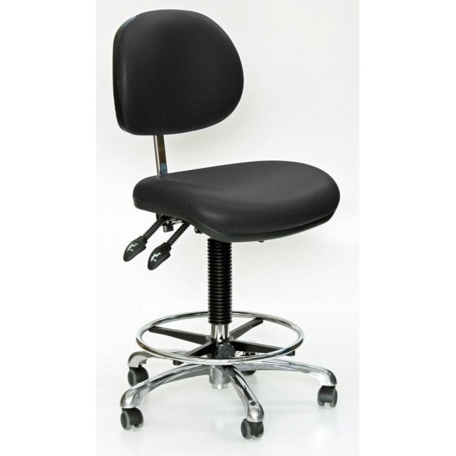 Industrial Upholstered, Fully Ergonomic High Chair, Adjustable Foot Rest with feet