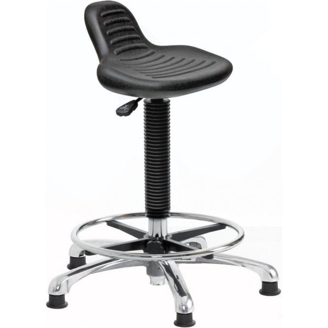 Posture Stool Chrome with Mini Back Rest, Foot Rest & Feet