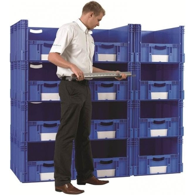 Container Pick Walls - 16 Containers - 4 Wide x 4 High -- Overall Size - per Container (L x W x H) 600mm x 400mm x 415mm -- Overall Size - per Wall (L x W x H) 2400mm x 400mm x 1640mm -- Capacity per Container: 82.5 litres