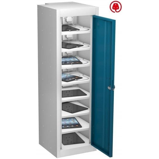 Single Door 8 Compartment Tablet Store & Charge Locker fitted with Standard 3 Pin Sockets H1000 x W305 x D370mm