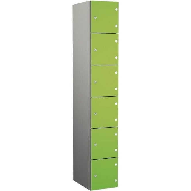 Six Compartment Aluminium Body Locker with SGL Doors H1800 x W300 x D400mm