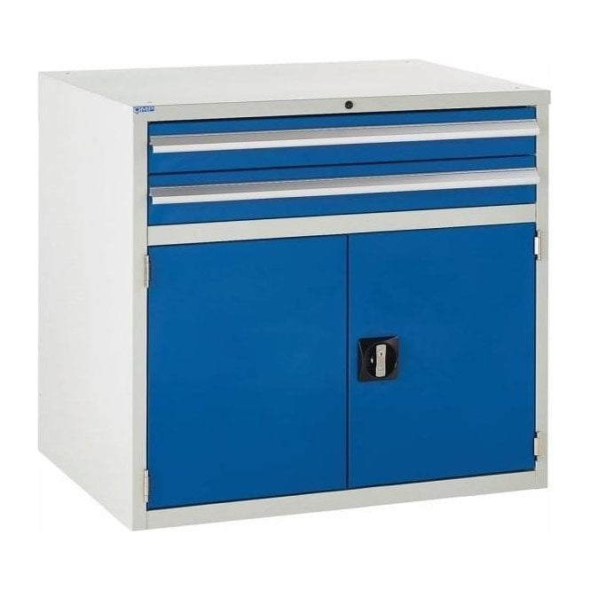 Cupboard with 2 Drawers & 1 Shelf - H825 x W900 x D650mm - 2x100mm, 1x500mm