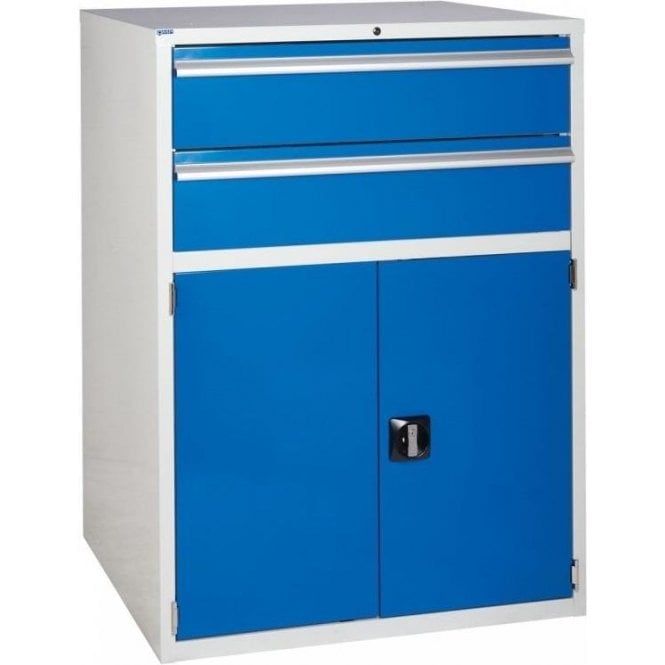 Cupboard with 2 Drawers & 1 Shelf - H1200 x W900 x D650mm - 2x200mm, 1x710mm