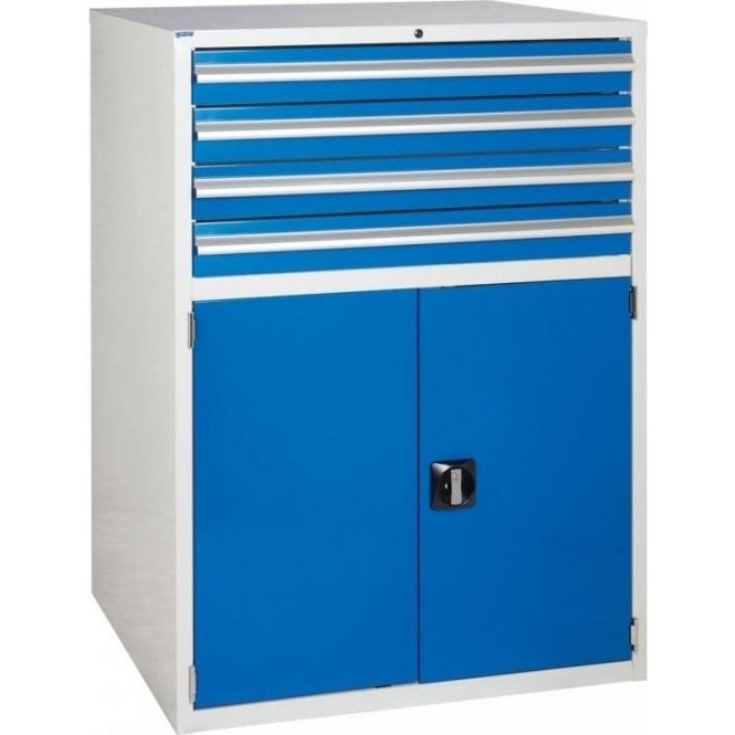 Cupboard with 4 Drawers & 1 Shelf - H1200 x W900 x D650mm - 4x100mm, 1x710mm