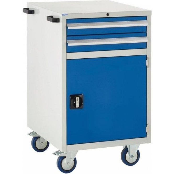 Mobile Cupboard with 2 Drawers & 1 Shelf - H980 x W600 x D650mm - 2x100mm, 1x500mm