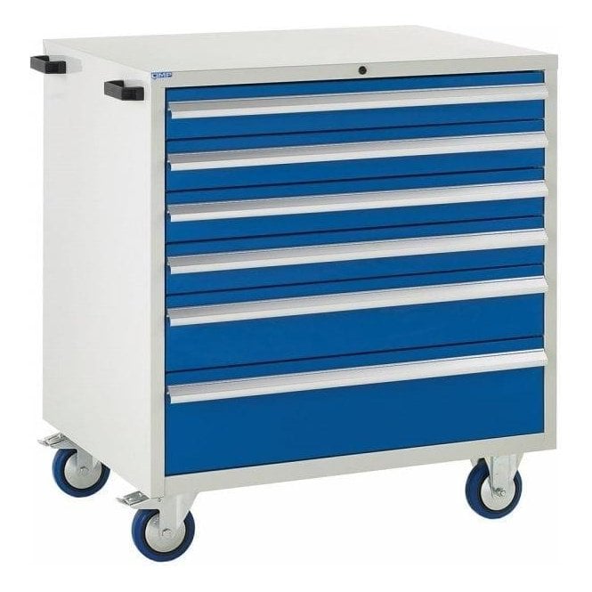 6 Drawer Mobile Cabinet - H980 x W900 x D650mm - 4x100mm, 1x150mm, 1x200mm