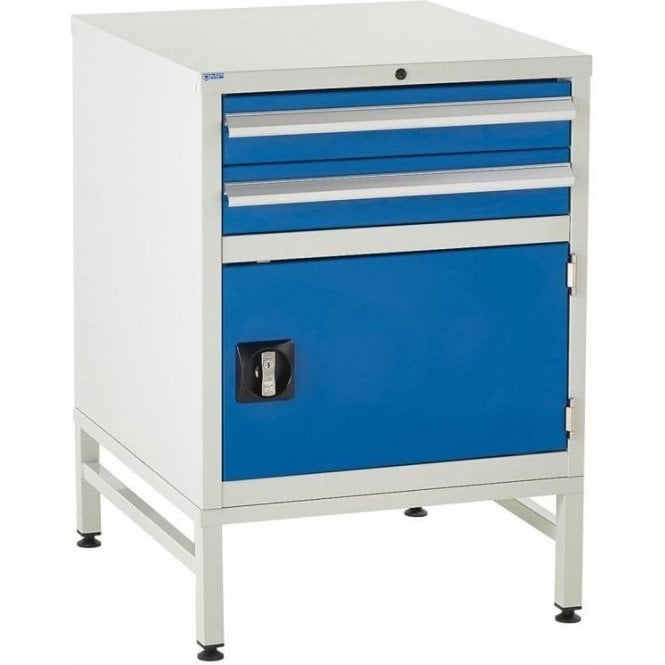 Under Bench Cupboards on Stands with 2 Drawers - H825 x W600 x D650mm - 2x100mm, 1x300mm