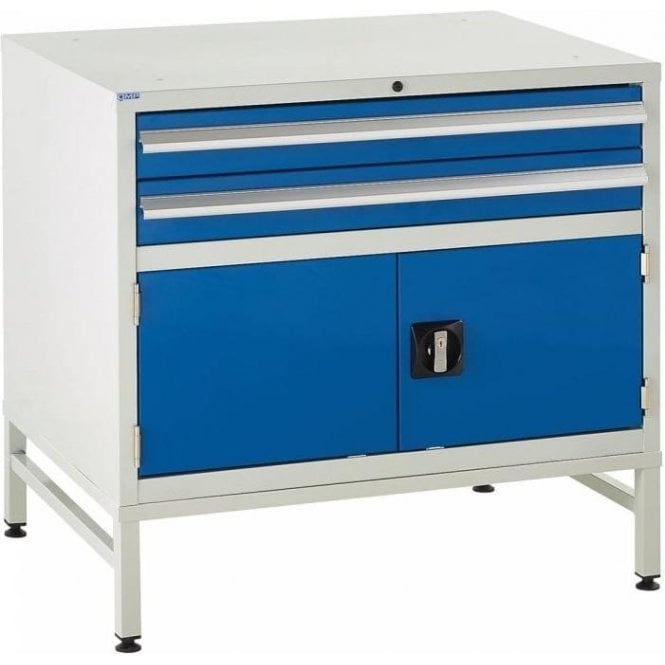Under Bench Cupboards on Stands with 2 Drawers - H825 x W900 x D650mm - 2x100mm, 1x300mm