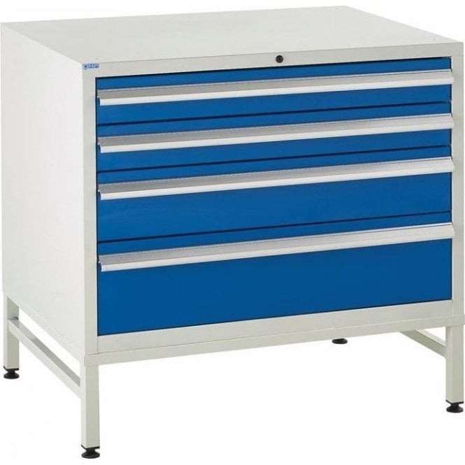 4 Drawer Under Bench Cabinets on Stands - H825 x W900 x D650mm - 2x100mm, 1x150mm, 1x200mm