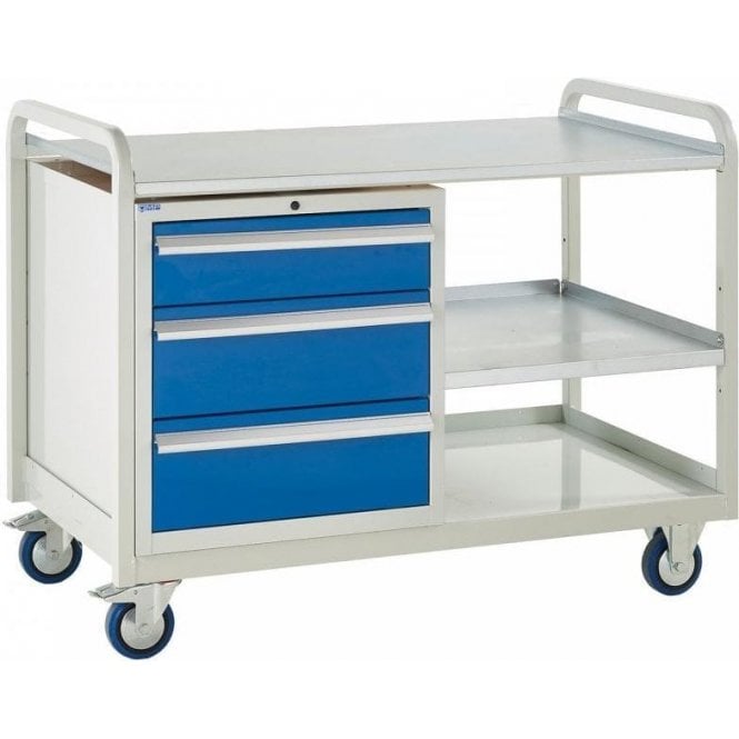 Euroslide Trolley - Steel Top with 3 Drawers - Kit 7 - H960 x W1270 x D675mm