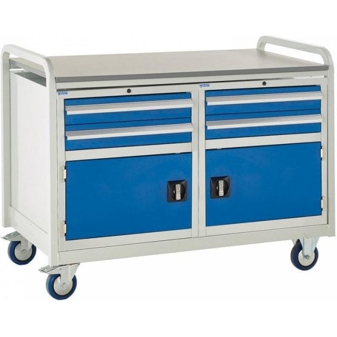 Euroslide Trolley - Laminate Top with 2 Drawers & Cupboard - Kit 18 - H960 x W1270 x D675mm
