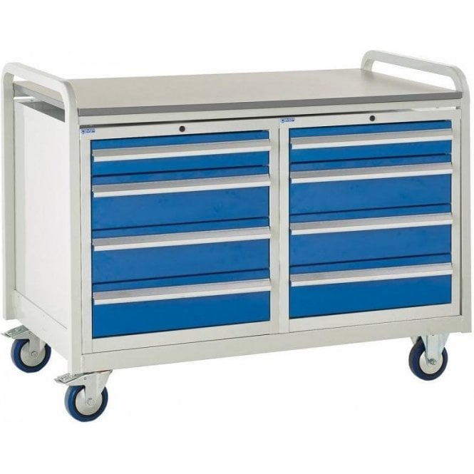 Euroslide Trolley - Laminate Top with 4 Drawers - Kit 20 - H960 x W1270 x D675mm