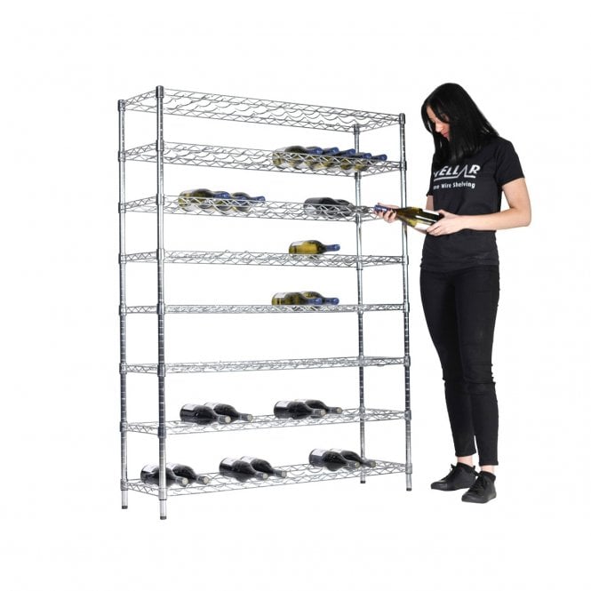 Stellar Full Height Wine Rack H1600 x W1220 x D355mm with 8 Wine Shelves Capacity 96 bottles
