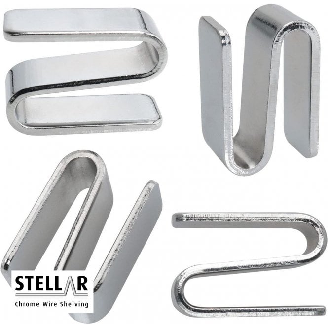Stellar Chrome Wire Shelving "S" Clips PACK OF 4