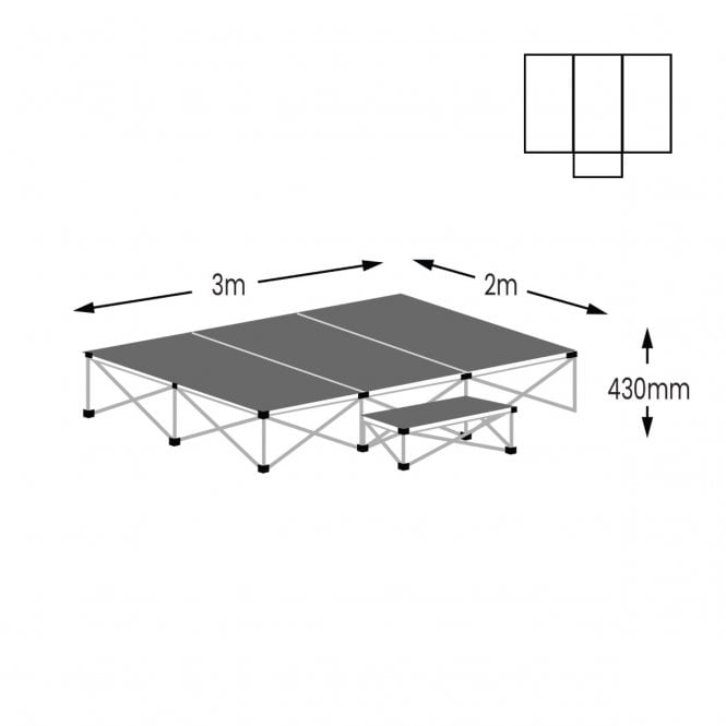 Ultralight 6m² Stage Package - L.3m W.2m H.430mm - Anthracite Grey Carpet