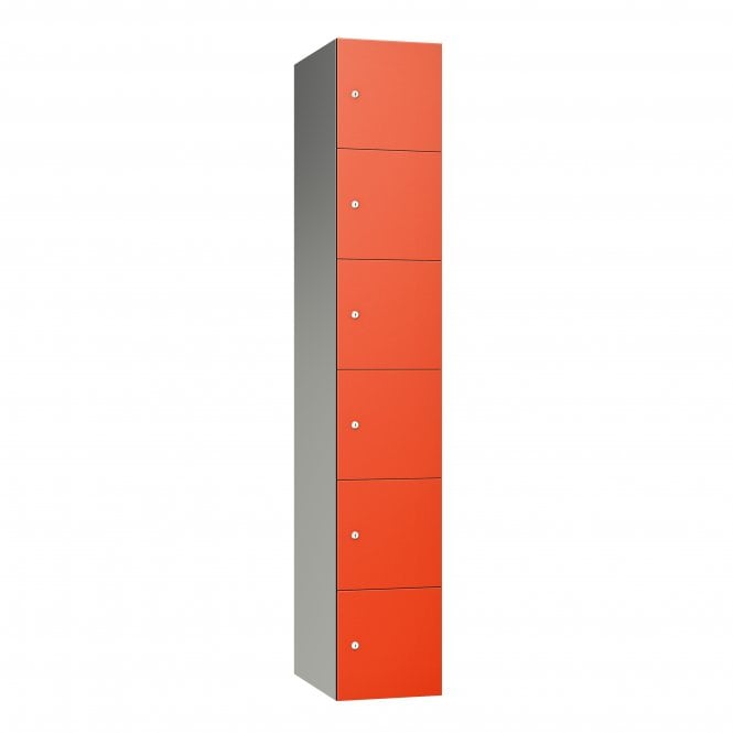 6 Door Leisure Locker with flat top - Aluminium Locker - H.1800mm W.300mm D.400mm