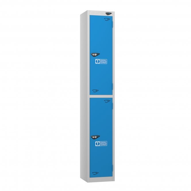 2 Door PPE Locker - Flat Top - Steel Locker - H1800 x W300 x D300mm