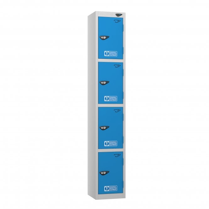 4 Door PPE Locker - Flat Top - Steel Locker - H1800 x W300 x D300mm