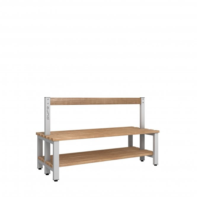 Low Bench with Back Rest - Double Sided - Length 1000 - Depth 700 - Seat Height 350/400/450 - Overall Height: 770/820/870 - Base Shelf Included
