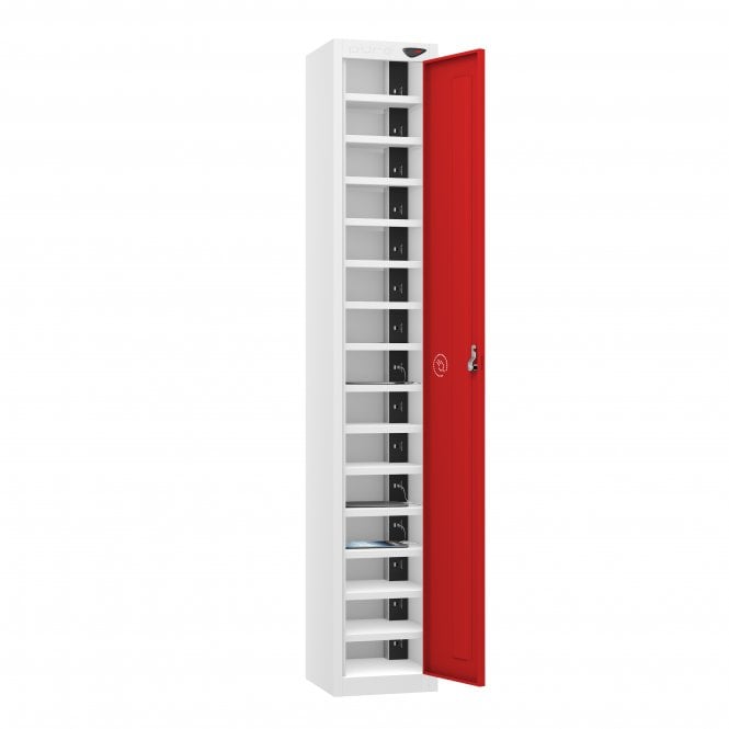 Tablet Locker - 1 Door - 15 Compartment - Charging - Dual USB-A Sockets - Flat Top - H1800 x W300 x D300mm