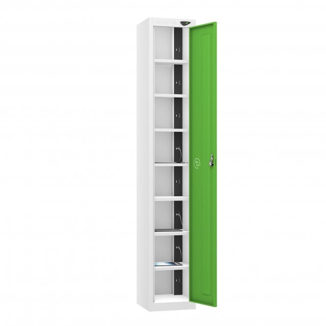 Tablet Locker - 1 Door - 8 Compartment - Charging - Dual USB-A Sockets - Flat Top - H1800 x W300 x D300mm