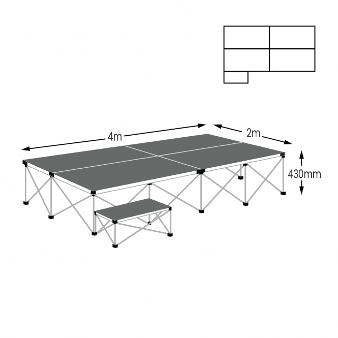 Ultralight Stage Package A Width4000 x Depth2000 x Height400mm Anthracite Grey Carpet