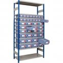 Shelf Trays on Expo 4 Shelving KIT A H2000 x W1000 x D300mm with 11 Shelves 110kg UDL & 16no. 117x90x300 trays, 12no. 234x90x300 trays & 12no. 234x140x300 trays