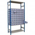 Shelf Trays on Expo 4 Shelving KIT B H2000 x W1000 x D300mm with 11 Shelves 110kg UDL & 64no. 117x90x300 trays
