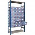 Shelf Trays on Expo 4 Shelving KIT D H2000 x W1000 x D300mm with 11 Shelves 110kg UDL & 28no. 234x140x300 trays