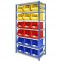 Picking Bins on Expo 4 Shelving KIT 03 H2000 x W1000 x D500mm with 7 Shelves & 18 Bin50