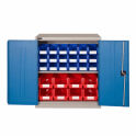 Industrial Cupboard H1015 x W915 x D460mm supplied with 1 Adjustable Shelf 85kg UDL + 8 BIN40 & 18 BIN30