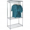 Chrome Wire Garment Rack H1895 x W915 x D460mm c/w 1 Garment Rail & 3 Standard Shelves