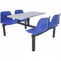 4 Seat Single Entry Canteen Table with BLUE Chairs Length1070 x Width1690 x Height725mm