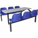 6 Seat Single Entry Canteen Table with BLUE Chairs Length1580 x Width1690 x Height725mm