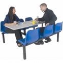 6 Seat Double Entry Canteen Table with BLUE Chairs Length1580 x Width1690 x Height725mm