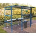 Traditional Smoking Shelter with Perforated Steel Back H2180xW2450xD1900mm - 7 People