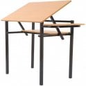Drawing Table with Adjustable Top and Instrument Shelf W800xD500xH830mm - Black frame with Beech top