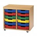 Double Tote Tray Trolley H700 x W720 x D500mm - 12 Mixed Colour Trays