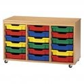 Triple Tote Tray Trolley H700 x W1050 x D500mm - 18 Mixed Colour Trays