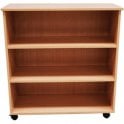 Mobile Bookcase H700 x W900 x D360mm - Beech Finish