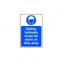 Safety Helmets Must be Worn Sign 300 x 200mm - Self Adhesive Vinyl