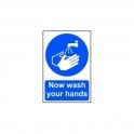 Now Wash your Hands Sign 300 x 100mm - Self Adhesive Vinyl